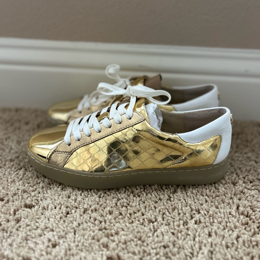 Michael Kors Gold and White Women's Sneakers